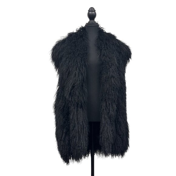Lindzon Mongolian Lamb Black Lined Vest – Rockstar Luxury - Picture 1 of 11
